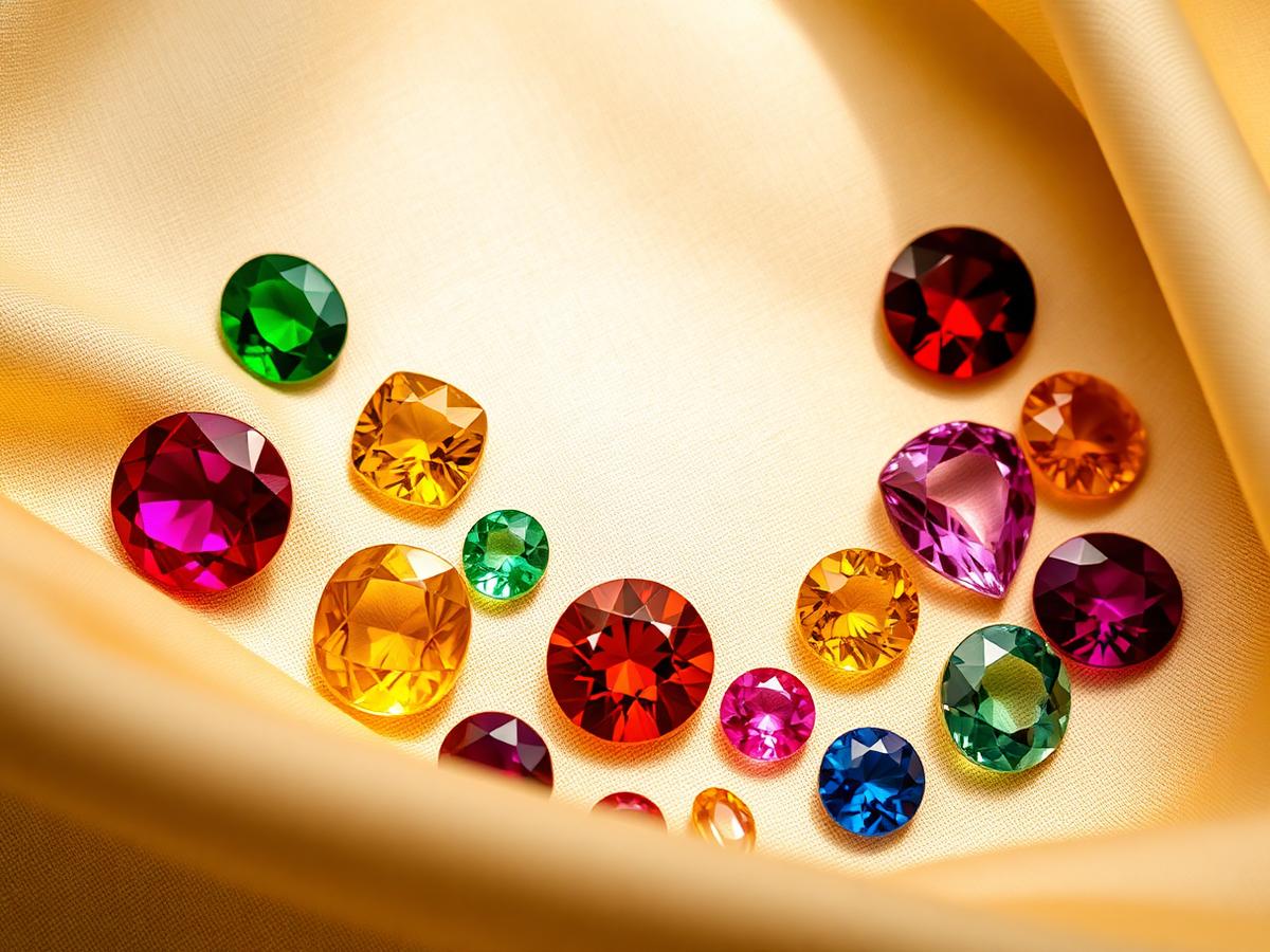 Collection of colorful Ceylon gemstones